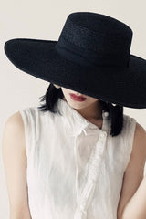 Boho Hat, Sun Hat, Beach Hat, Wide Brim Black Straw Hat, Willow