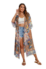 Boho Robe, Kimono Robe,  Beach Cover up, Sweet Vintage Yellow Flower