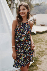 Boho Mini Dress  Sundress, Wild Lily in Navy Blue