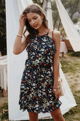 Boho Mini Dress  Sundress, Wild Lily in Navy Blue