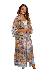 Boho Robe, Kimono Robe,  Beach Cover up, Sweet Vintage Yellow Flower