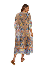 Boho Robe, Kimono Robe,  Beach Cover up, Sweet Vintage Yellow Flower
