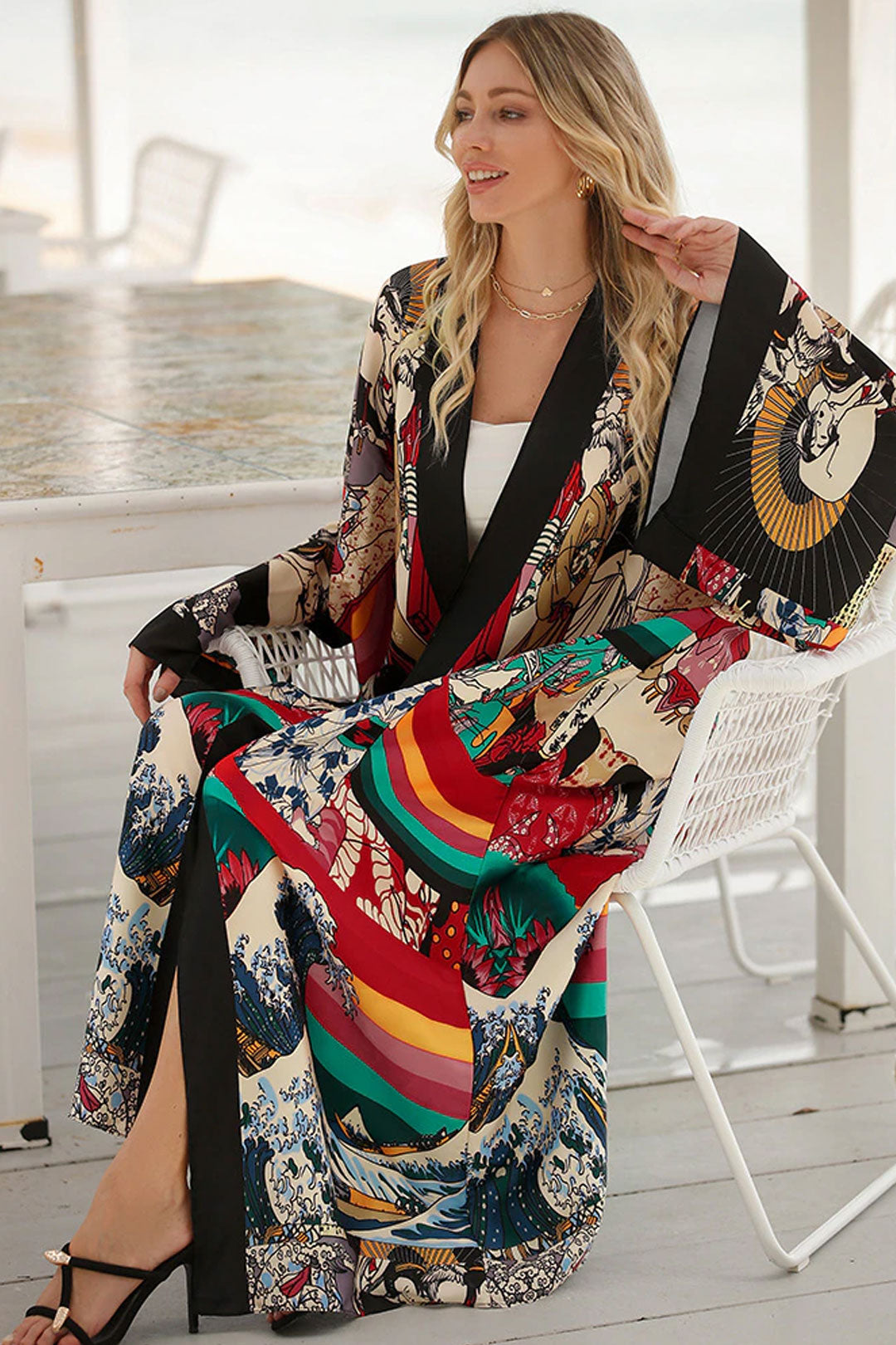 Boho Robe, Kimono Robe, Silk robe, Beach Cover up, Geisha Glam