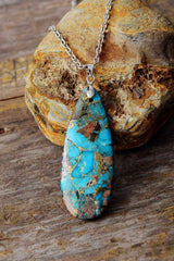 Boho Necklace, BlueTurquoise Eclipe Pendant