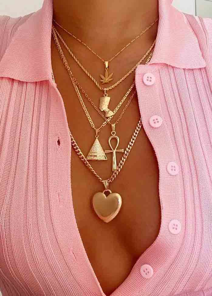 Egyptian Pharaoh Queen Pyramid Clavicle Necklace