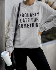 Casual Round Neck Something Printed Sweatshirt