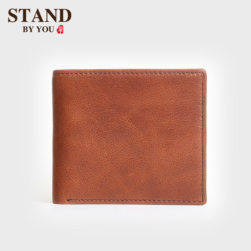 Retro Men's Short Leather Cowhide Trendy Soft Purse
