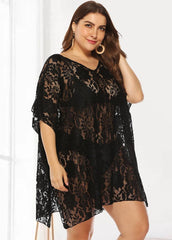 Lace Cut Out Plus Size Beach Cover Up