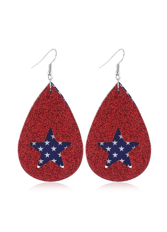 Cute Flag Day Theme Water Drop Earrings