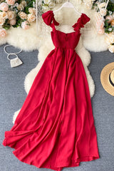Vintage Dress, Boho Midi Dress, Dress, Strappy Smocked Dress, Carmen in Red, Green and Navy