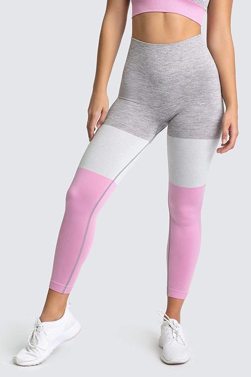 Seamless Color Block Bra Leggings Set