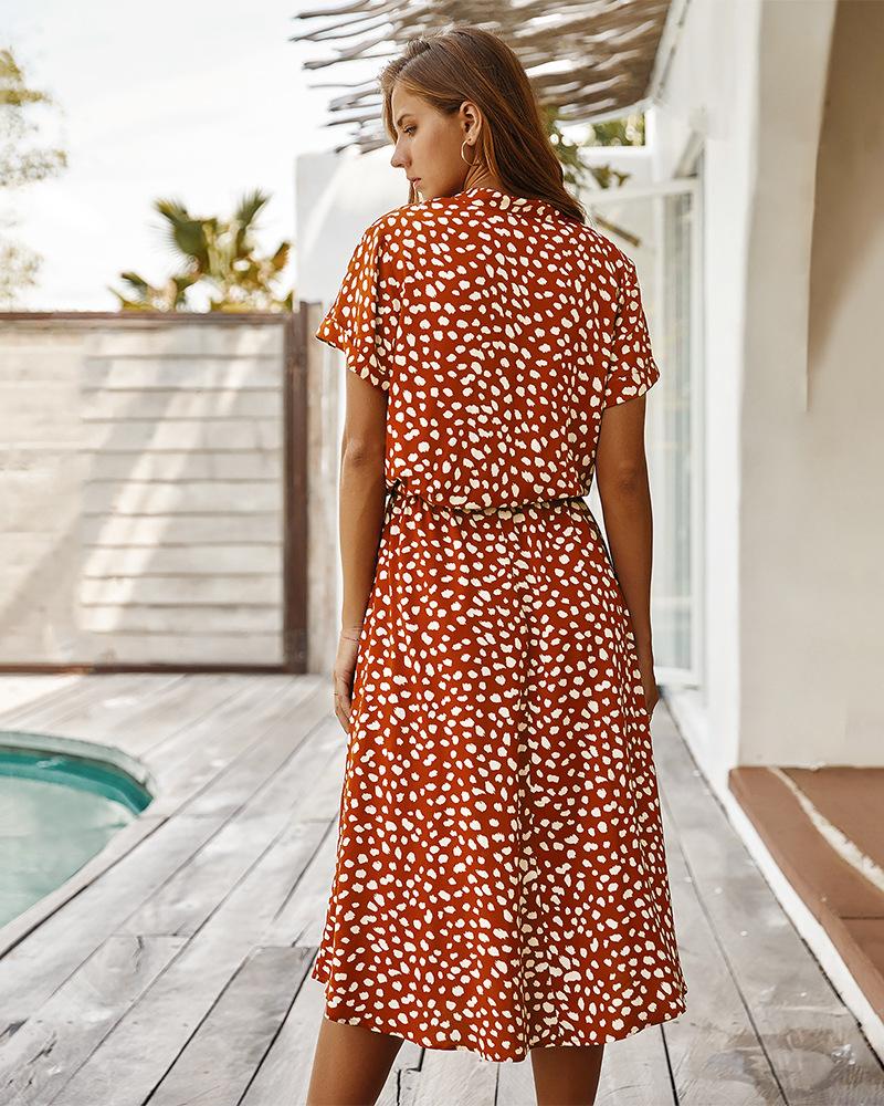 Leopard Floral V-Neck Midi Dress