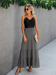 Sleeveless Spaghetti Strap Maxi V Neck Dress