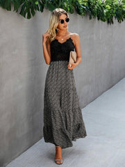 Sleeveless Spaghetti Strap Maxi V Neck Dress