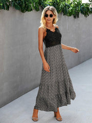 Sleeveless Spaghetti Strap Maxi V Neck Dress