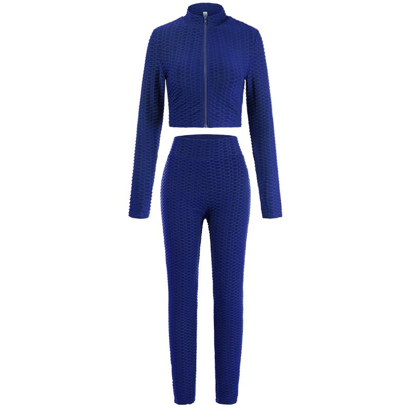 Long Sleeve V Neck Zip Up Top with Pants Set