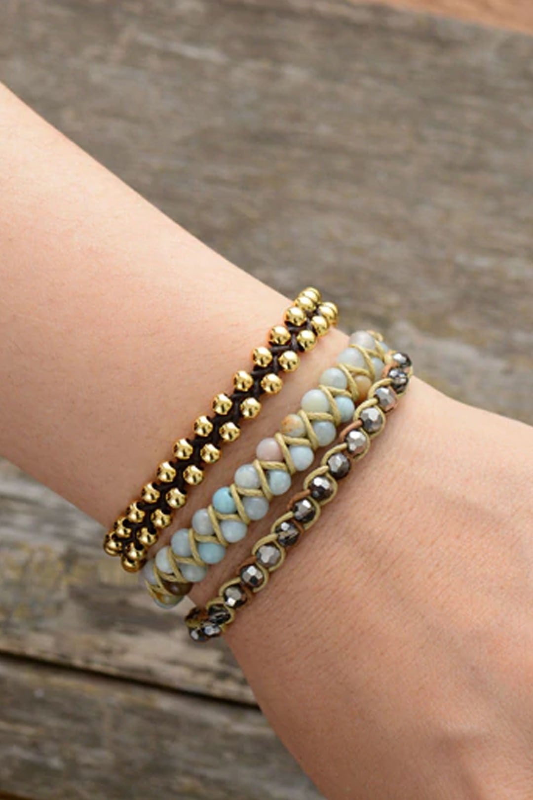Boho Bracelet, Leather Wrap Bracelet, Light Blue Amazonite