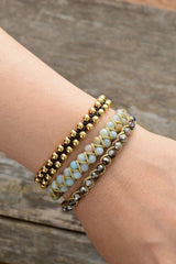 Boho Bracelet, Leather Wrap Bracelet, Light Blue Amazonite