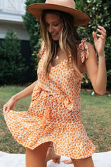 Boho Two Piece Set, Two Piece Skirt Set, Wild Boho Daisy in Saffron Orange