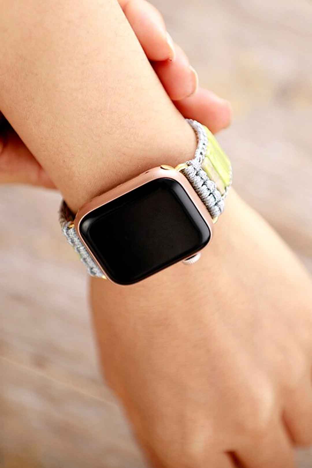 Boho Apple Watch Band,Beaded Apple Watch Band, Wrist Band Bracelet, Blue and Green Jasper