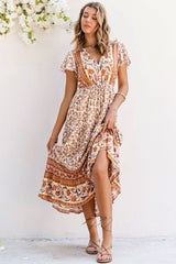 Boho Maxi Dress, Sundress, White Peanut Butter