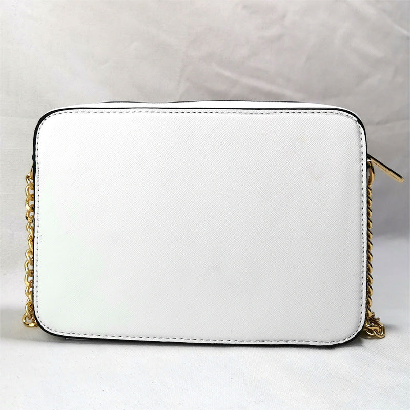 Women's Small Square Cross Pattern Leather Shoulder Chain Fashion Crossbody Bags