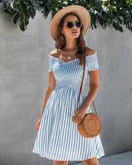 Women's Off Shoulder Stripe Dresses