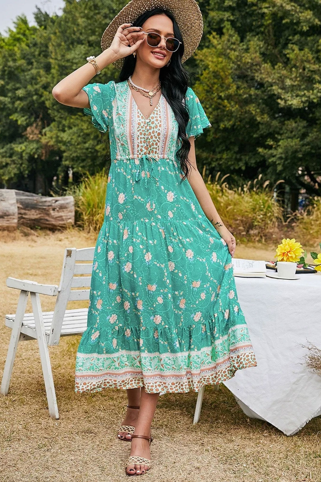 Boho Maxi Dress, Sundress, Pink Rosewood