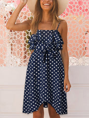 Women's Dresses Strap Ruffle Trim Polka Dot Mini Dress