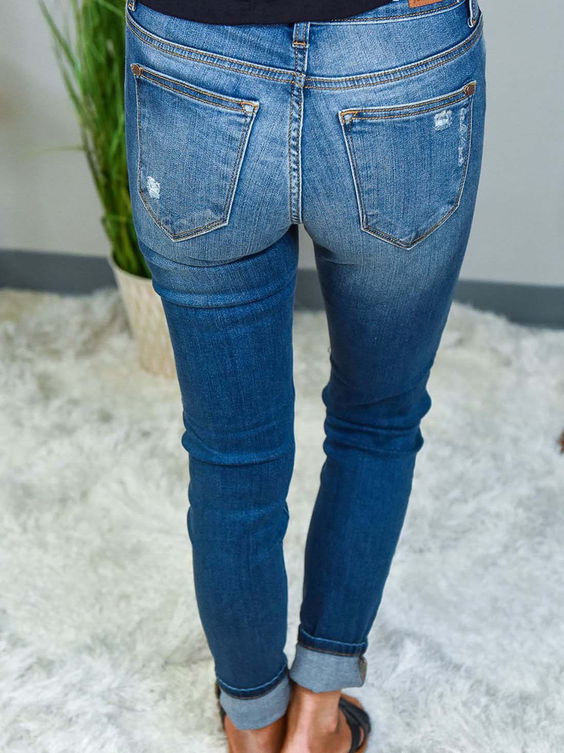 Skinny Leopard Patch Ripped Jeans