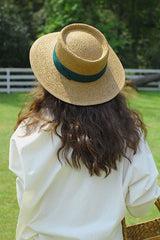 Boho Hat, Sun Hat, Beach Hat, Straw Hat, Bucket Hat, White, Green and 6 colors Ribbon