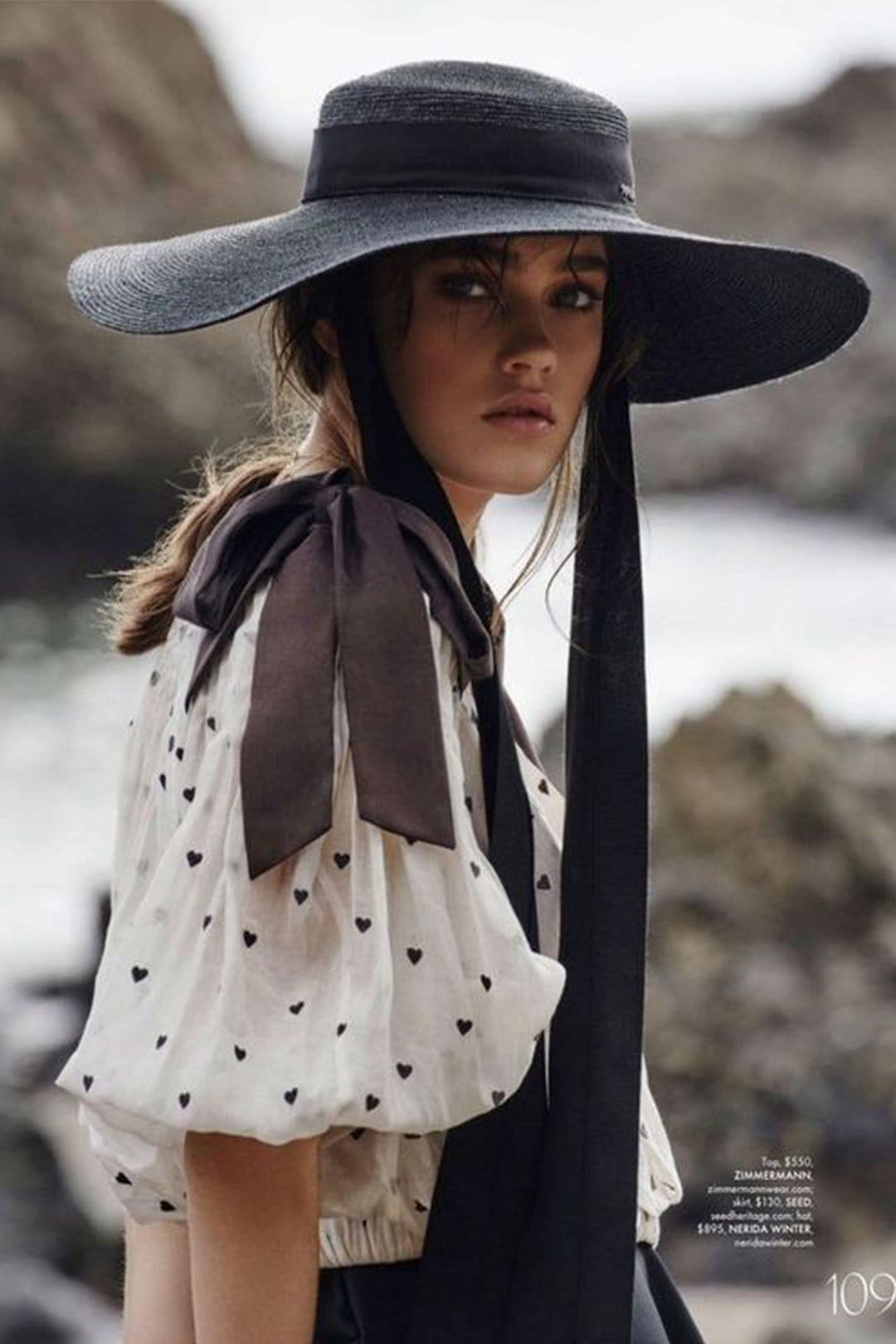 Boho Hat, Sun Hat, Beach Hat, Wide Brim Straw Hat 10-18 cm, Ribbon in Black