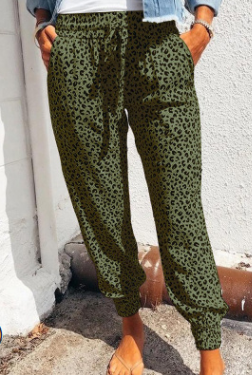 Fashion Casual Print Leopard Bandage Harlan Bottoms