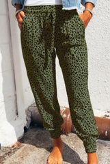 Fashion Casual Print Leopard Bandage Harlan Bottoms
