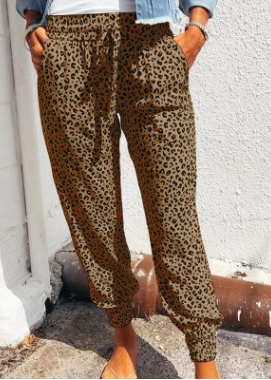 Fashion Casual Print Leopard Bandage Harlan Bottoms