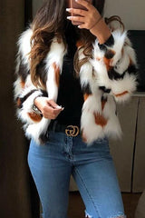 Multicolor Faux Fur Coat