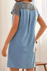 Fashion Casual Solid Hollowed Out Patchwork O Neck A Line Dresses