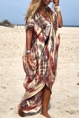 Casual  Vacation Tie Dye O Neck Dresses