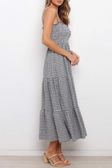 Casual Elegant Plaid Split Joint Flounce Spaghetti Strap A Line Dresses