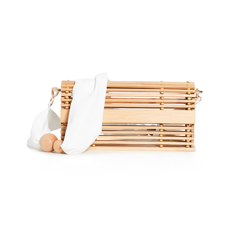 Rattan Weave Woven Holiday Portable Shoulder Bamboo Basket Women