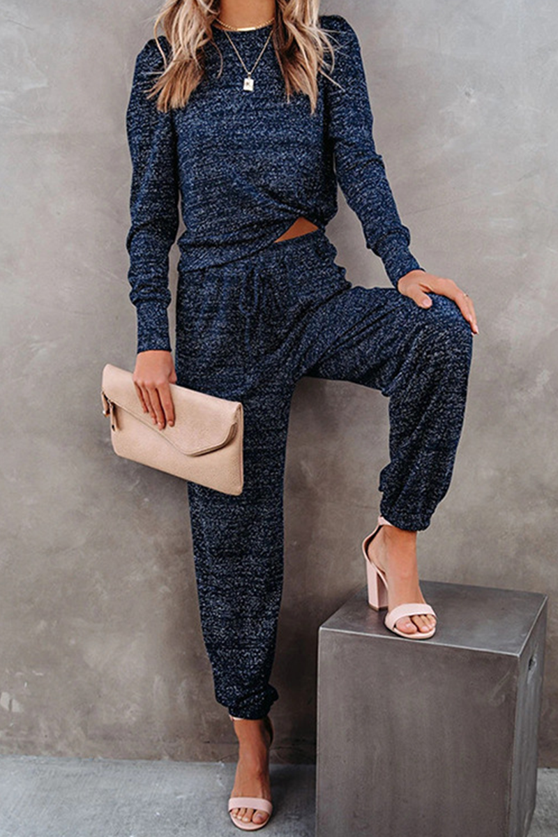 Casual Draw String O Neck Long Sleeve Two Pieces