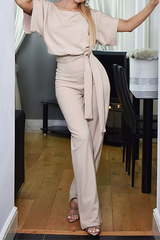 Casual Elegant Solid Strap Design O Neck Straight Jumpsuits(7 Colors)
