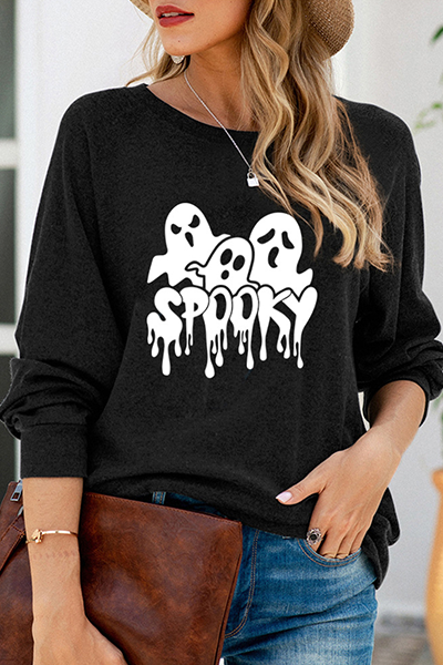 Casual Print Split Joint Basic O Neck Tops