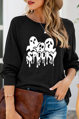 Casual Print Split Joint Basic O Neck Tops
