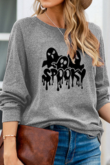 Casual Print Split Joint Basic O Neck Tops