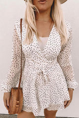 Print V Neck Long Sleeve Romper