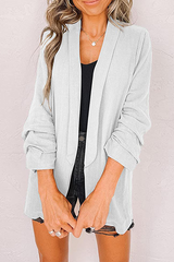 Casual Elegant Solid Split Joint Pocket Turndown Collar Outerwear