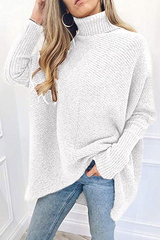 Casual Solid Split Joint Basic Turtleneck Tops Sweater