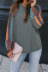 Casual Print Split Joint Basic V Neck Tops£¨9 colors£©