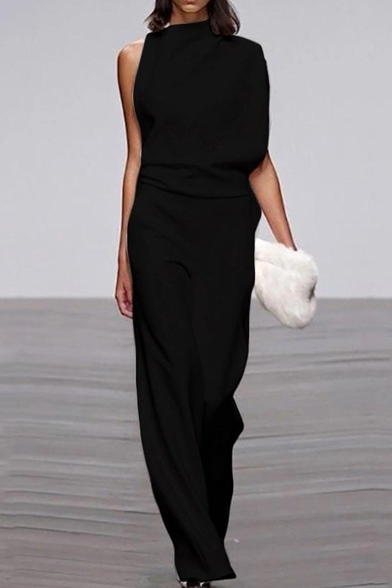 Casual Solid Patchwork Half A Turtleneck Boot Cut Jumpsuits